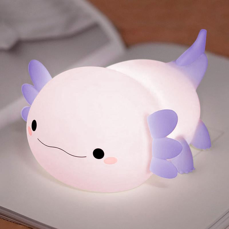FAMIDUO Axolotl Night Light for Kids ,Cute Axolotl Night Light,Dimmable Silicone Animal Nursery Night Light,Adorable Rechargeable Squishy Novelty Bedside Touch Lamp,Baby Room Decor, Axolotl Gifts for Kids/Girls/Boys/Baby/Toddler/Mother