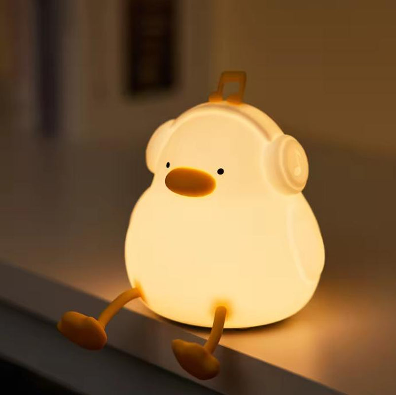 DREAMING MY DREAM Cute Duck Night Light,Led Squishy Novelty Duck Lamp,3 Level Dimmable Soft Silicone Nursery Nightlight,Night Light for Toddler Baby Kids Decor,Cool Gifts for Duck (Cute Duck) Bedside Cordless Table