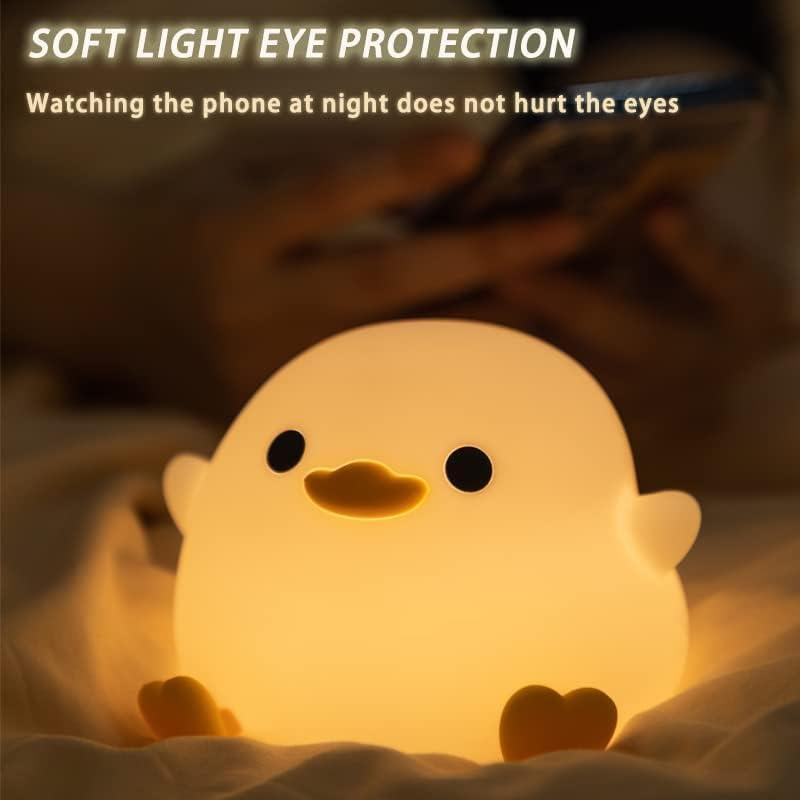 Cute Duck Design Night Light, Rechargeable Silicone Dimmable Night Light, Touch Control Night Lamp for Bedroom, Living Room