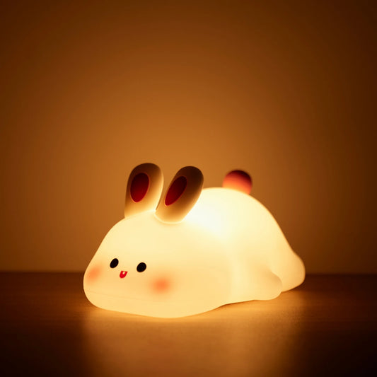 Cute Silicone Squishy Night Lamp Fox Rabbit Dimmable Nursery Nightlight Rechargeable Timing Bedside Table Lamp with Touch Sensor