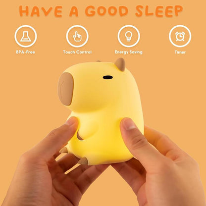 UNEEDE Capybara Night Light, Cute Animal Silicone Nursery Night Light Rechargeable Table Lamp Bedside Lamp with Touch Sensor for Bedrooms, Living Room Lighting