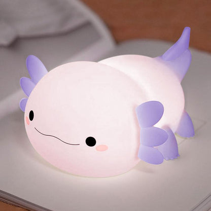 FAMIDUO Axolotl Night Light for Kids ,Cute Axolotl Night Light,Dimmable Silicone Animal Nursery Night Light,Adorable Rechargeable Squishy Novelty Bedside Touch Lamp,Baby Room Decor, Axolotl Gifts for Kids/Girls/Boys/Baby/Toddler/Mother