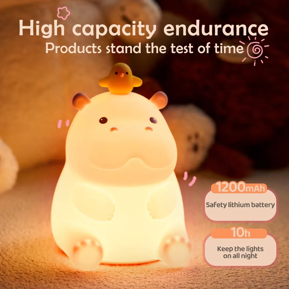 Cute Silicone Squishy Night Lamp Fox Rabbit Dimmable Nursery Nightlight Rechargeable Timing Bedside Table Lamp with Touch Sensor