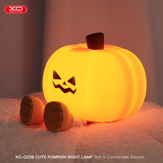 Halloween Pumpkin Night Light, Halloween Decorations Outdoor,Mini LED Pumpkin Lamp with 3 Level Dimmable, Nursery Nightlight for Kids, Silicone Rechargeable Bedside Touch Lamp, for Kids