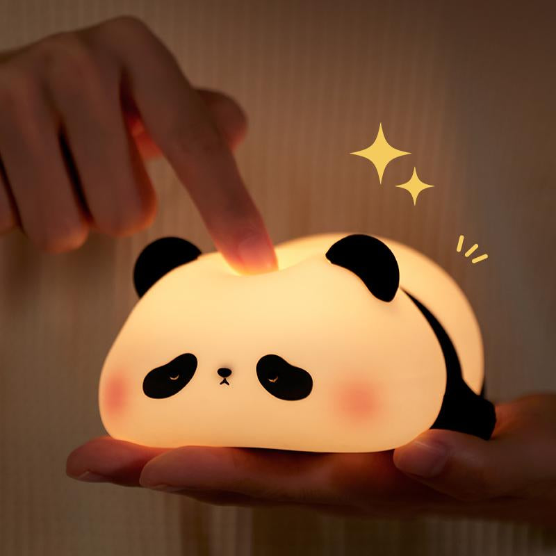 Cute Panda Lamp,Night Light for Kids Sleep,Led Squishy Animal Silicone Lamps,3 Level Dimmable Nightlight, Cute Gifts,Office Desk/Baby Room Decor