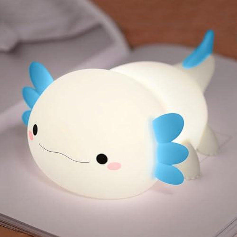 FAMIDUO Axolotl Night Light for Kids ,Cute Axolotl Night Light,Dimmable Silicone Animal Nursery Night Light,Adorable Rechargeable Squishy Novelty Bedside Touch Lamp,Baby Room Decor, Axolotl Gifts for Kids/Girls/Boys/Baby/Toddler/Mother