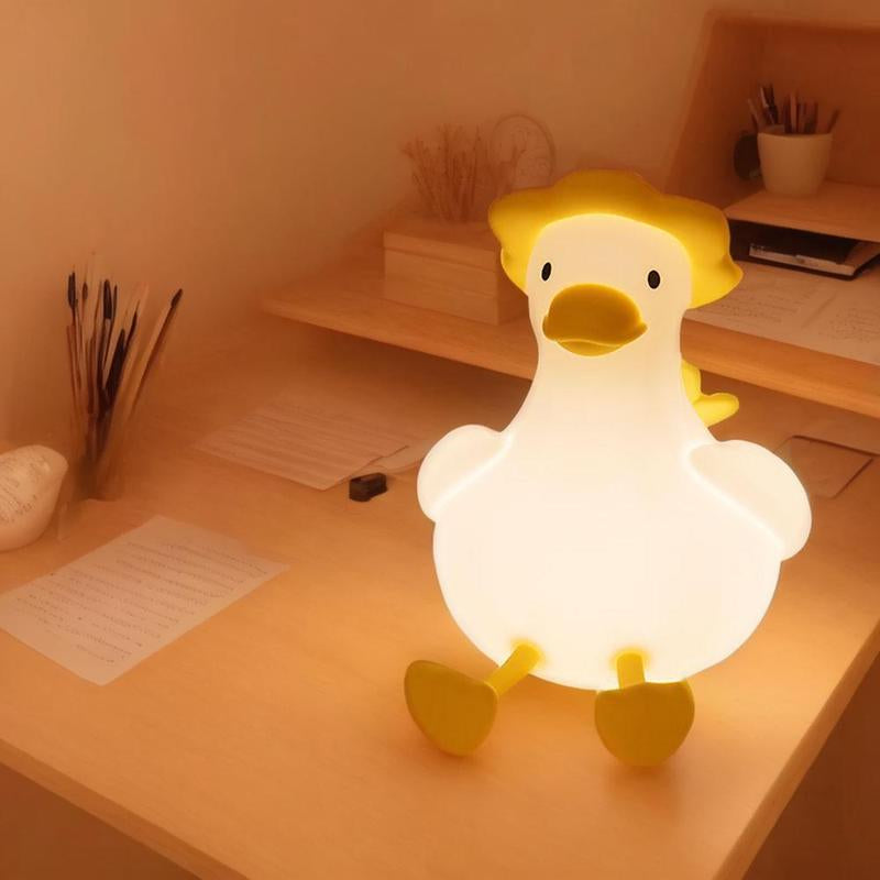 Flower Duck Night Light for Kids, Silicone Nursery Night Lights, Rechargeable Cute Lamp, Timer Baby Touch Light for Boy Girl Women Bedrooms