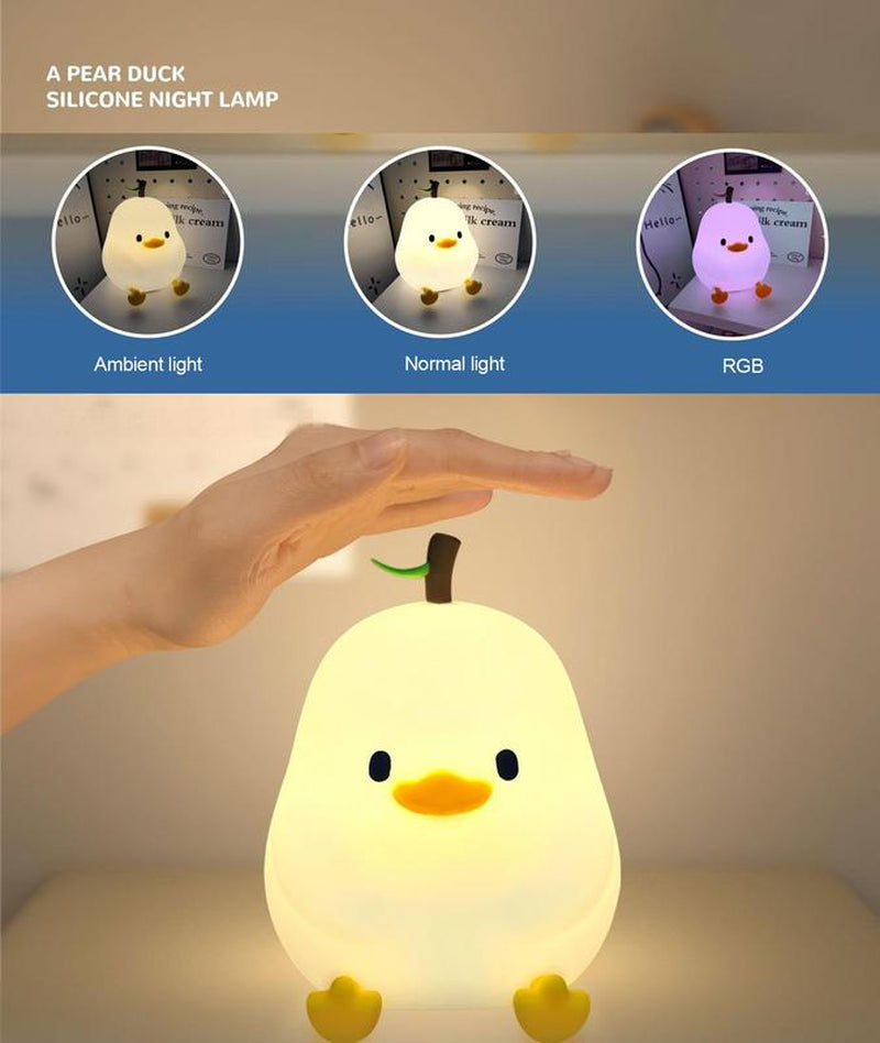 Cute Duck Night Light, USB Rechargeable Desktop Lights, Creative Atmosphere Light for Bedroom Decor, Silicone LED Bedside Eye Protection Lamp, Nursery Touch-Sensitive Lights