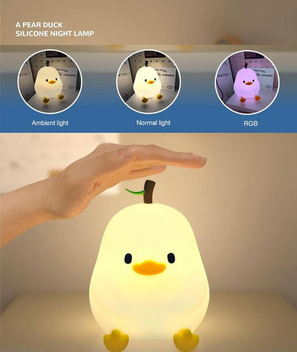 Cute Duck Night Light, USB Rechargeable Desktop Lights, Creative Atmosphere Light for Bedroom Decor, Silicone LED Bedside Eye Protection Lamp, Nursery Touch-Sensitive Lights