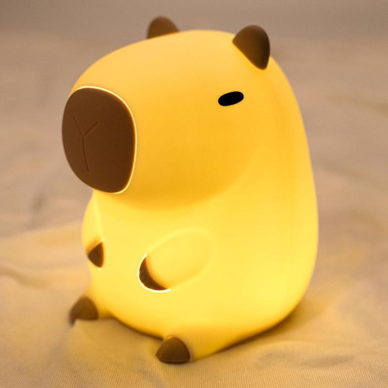 UNEEDE Capybara Night Light, Cute Animal Silicone Nursery Night Light Rechargeable Table Lamp Bedside Lamp with Touch Sensor for Bedrooms, Living Room Lighting
