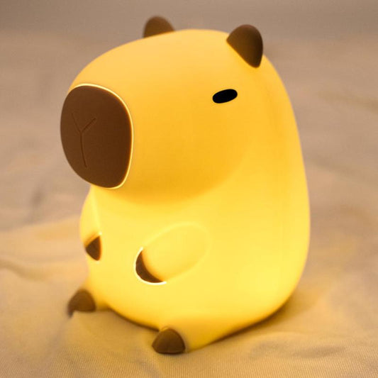 UNEEDE Capybara Night Light, Cute Animal Silicone Nursery Night Light Rechargeable Table Lamp Bedside Lamp with Touch Sensor for Bedrooms, Living Room Lighting