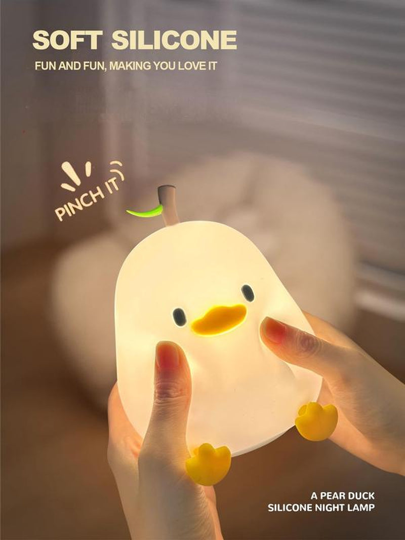 Cute Duck Night Light, USB Rechargeable Desktop Lights, Creative Atmosphere Light for Bedroom Decor, Silicone LED Bedside Eye Protection Lamp, Nursery Touch-Sensitive Lights