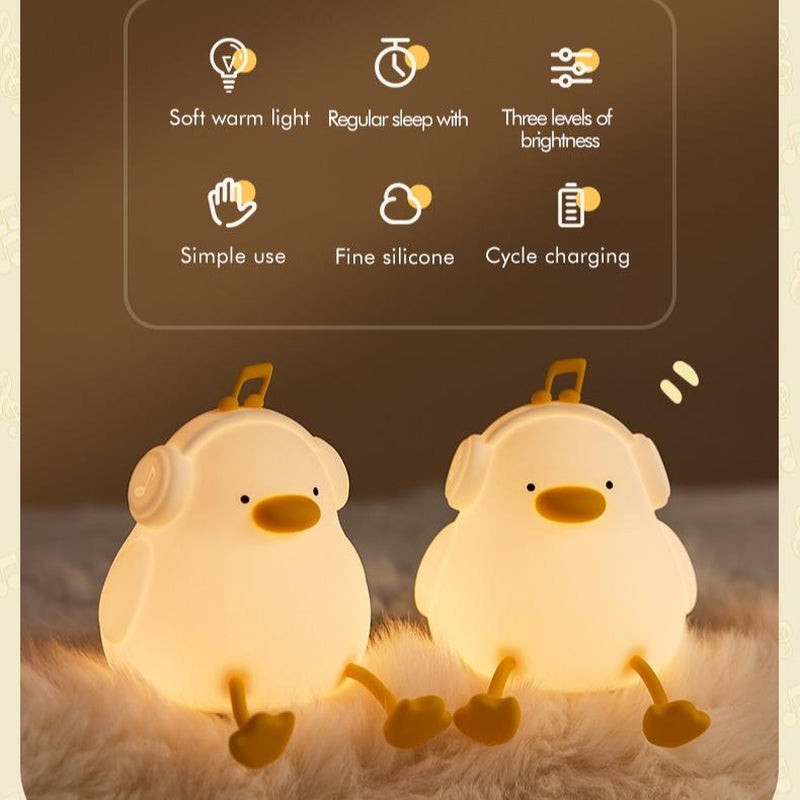 DREAMING MY DREAM Cute Duck Night Light,Led Squishy Novelty Duck Lamp,3 Level Dimmable Soft Silicone Nursery Nightlight,Night Light for Toddler Baby Kids Decor,Cool Gifts for Duck (Cute Duck) Bedside Cordless Table