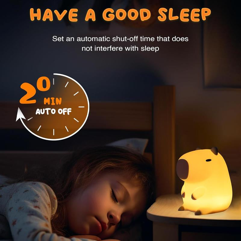 UNEEDE Capybara Night Light, Cute Animal Silicone Nursery Night Light Rechargeable Table Lamp Bedside Lamp with Touch Sensor for Bedrooms, Living Room Lighting