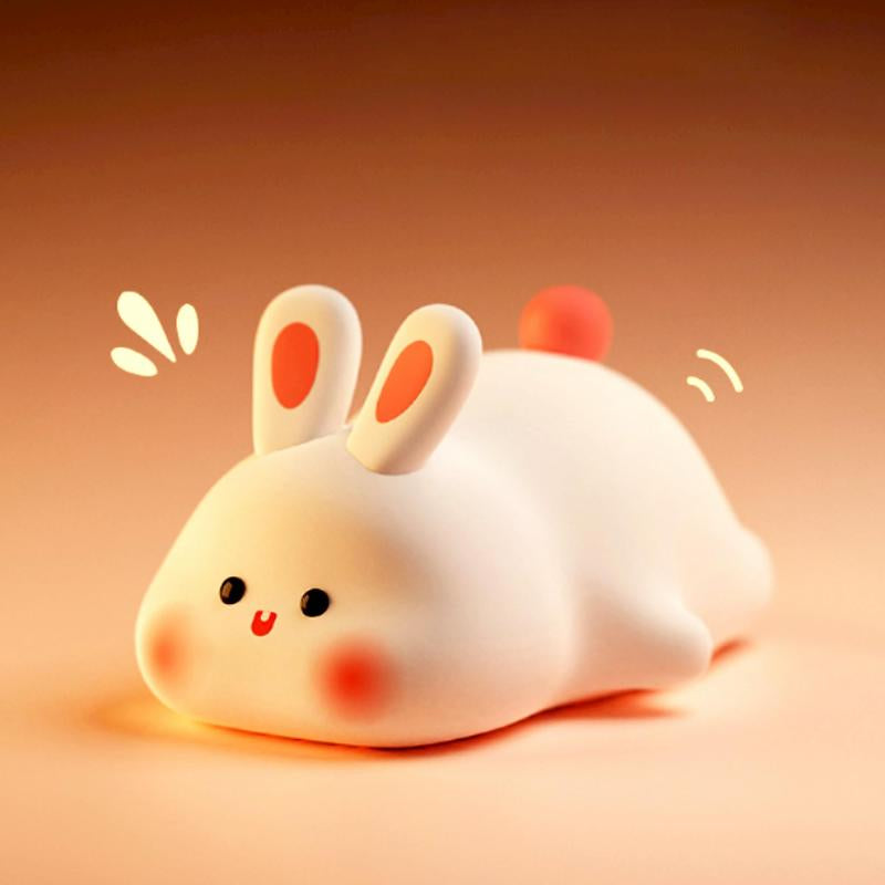 DORABOL Silicone Lying Duck Night Light with Touch Sensor LED 30-Minute Timer, Cute Squishy Dimmable Nursery Light, Rechargeable Lamp, Phone Holder