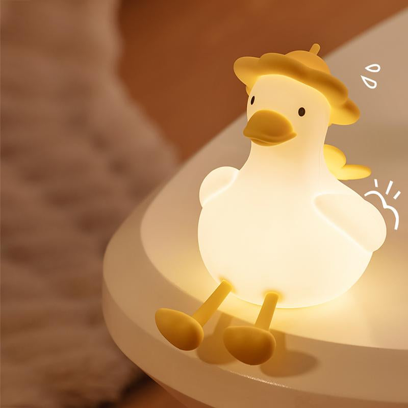 Flower Duck Night Light for Kids, Silicone Nursery Night Lights, Rechargeable Cute Lamp, Timer Baby Touch Light for Boy Girl Women Bedrooms