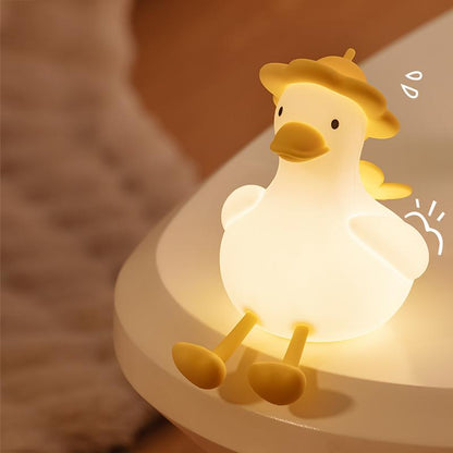 Flower Duck Night Light for Kids, Silicone Nursery Night Lights, Rechargeable Cute Lamp, Timer Baby Touch Light for Boy Girl Women Bedrooms