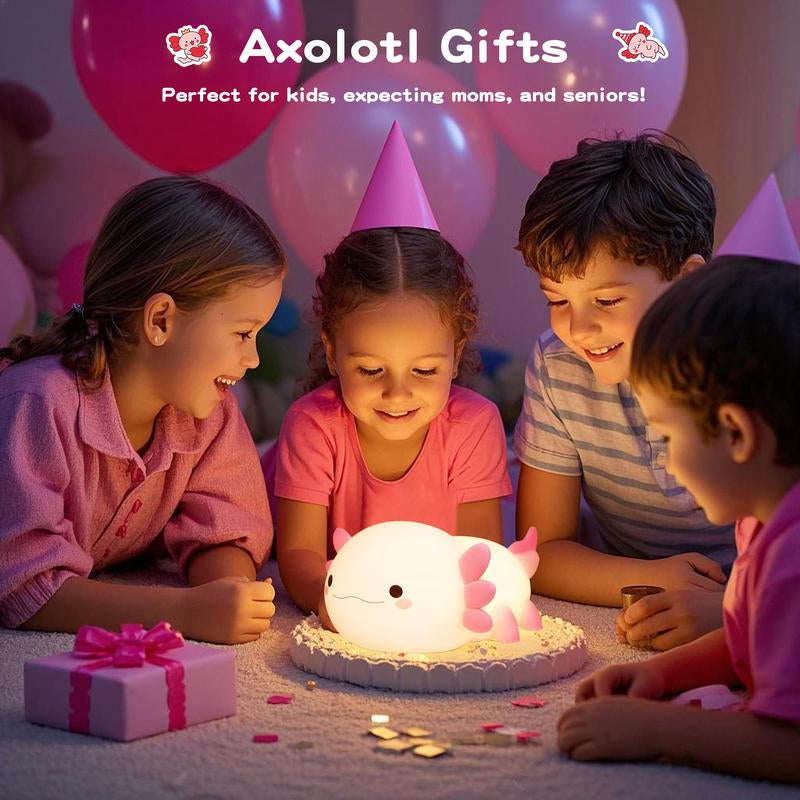 FAMIDUO Axolotl Night Light for Kids ,Cute Axolotl Night Light,Dimmable Silicone Animal Nursery Night Light,Adorable Rechargeable Squishy Novelty Bedside Touch Lamp,Baby Room Decor, Axolotl Gifts for Kids/Girls/Boys/Baby/Toddler/Mother
