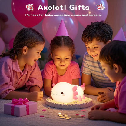 FAMIDUO Axolotl Night Light for Kids ,Cute Axolotl Night Light,Dimmable Silicone Animal Nursery Night Light,Adorable Rechargeable Squishy Novelty Bedside Touch Lamp,Baby Room Decor, Axolotl Gifts for Kids/Girls/Boys/Baby/Toddler/Mother