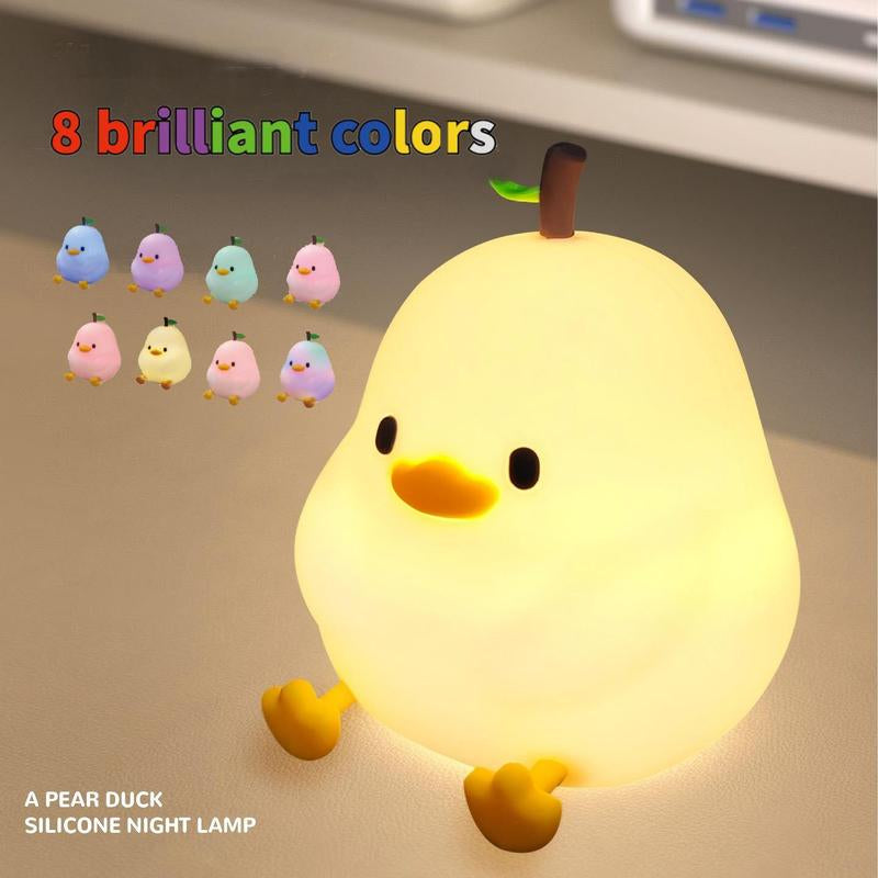 Cute Duck Night Light, USB Rechargeable Desktop Lights, Creative Atmosphere Light for Bedroom Decor, Silicone LED Bedside Eye Protection Lamp, Nursery Touch-Sensitive Lights