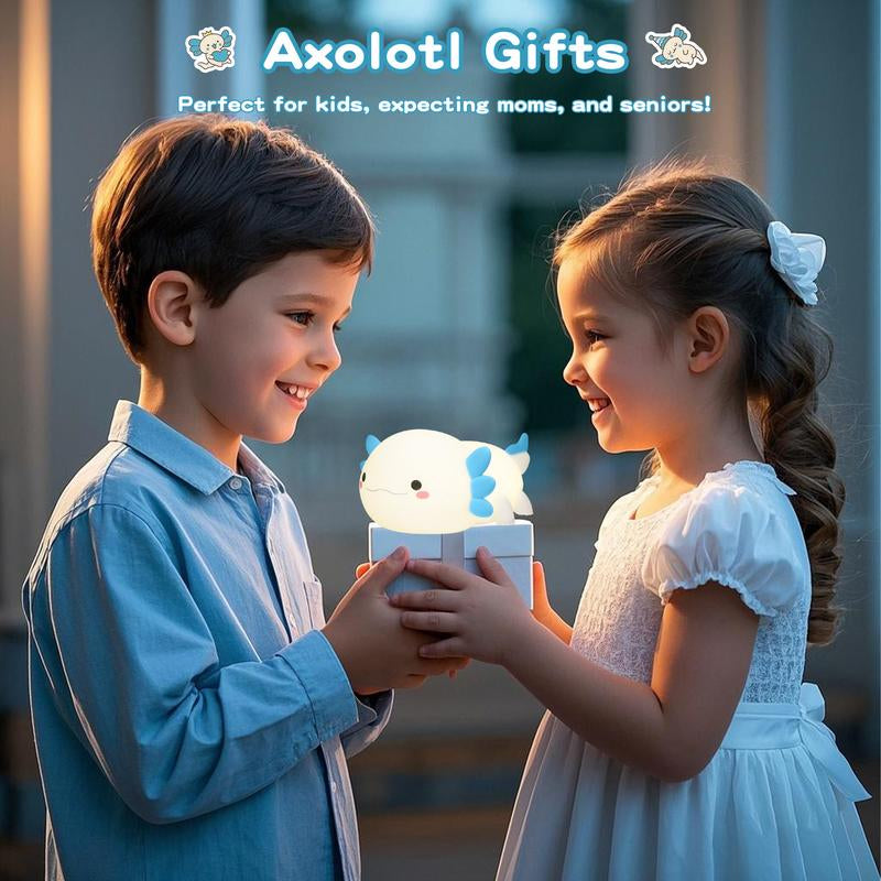 FAMIDUO Axolotl Night Light for Kids ,Cute Axolotl Night Light,Dimmable Silicone Animal Nursery Night Light,Adorable Rechargeable Squishy Novelty Bedside Touch Lamp,Baby Room Decor, Axolotl Gifts for Kids/Girls/Boys/Baby/Toddler/Mother