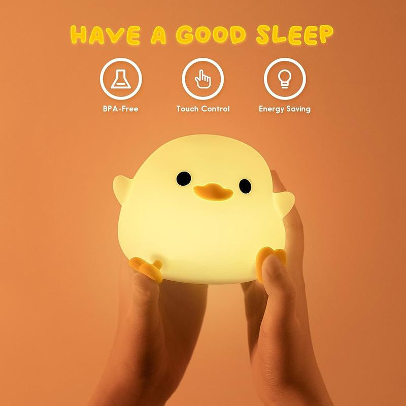 Cute Duck Design Night Light, Rechargeable Silicone Dimmable Night Light, Touch Control Night Lamp for Bedroom, Living Room