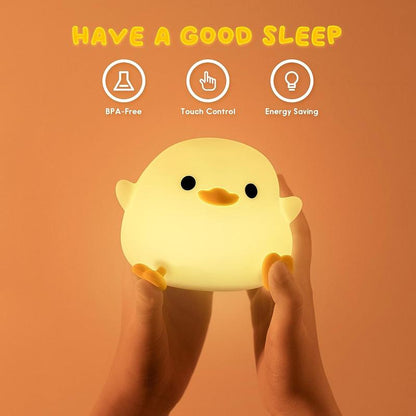 Cute Duck Design Night Light, Rechargeable Silicone Dimmable Night Light, Touch Control Night Lamp for Bedroom, Living Room