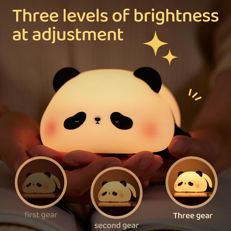 Cute Panda Lamp,Night Light for Kids Sleep,Led Squishy Animal Silicone Lamps,3 Level Dimmable Nightlight, Cute Gifts,Office Desk/Baby Room Decor