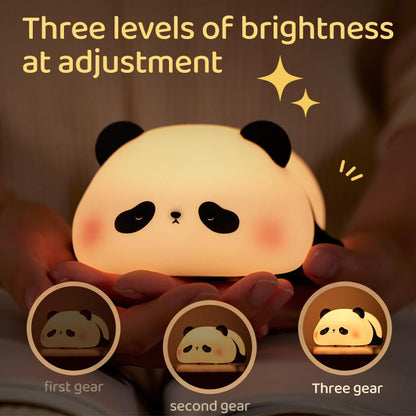 Cute Panda Lamp,Night Light for Kids Sleep,Led Squishy Animal Silicone Lamps,3 Level Dimmable Nightlight, Cute Gifts,Office Desk/Baby Room Decor