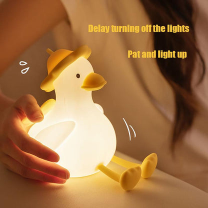 Flower Duck Night Light for Kids, Silicone Nursery Night Lights, Rechargeable Cute Lamp, Timer Baby Touch Light for Boy Girl Women Bedrooms