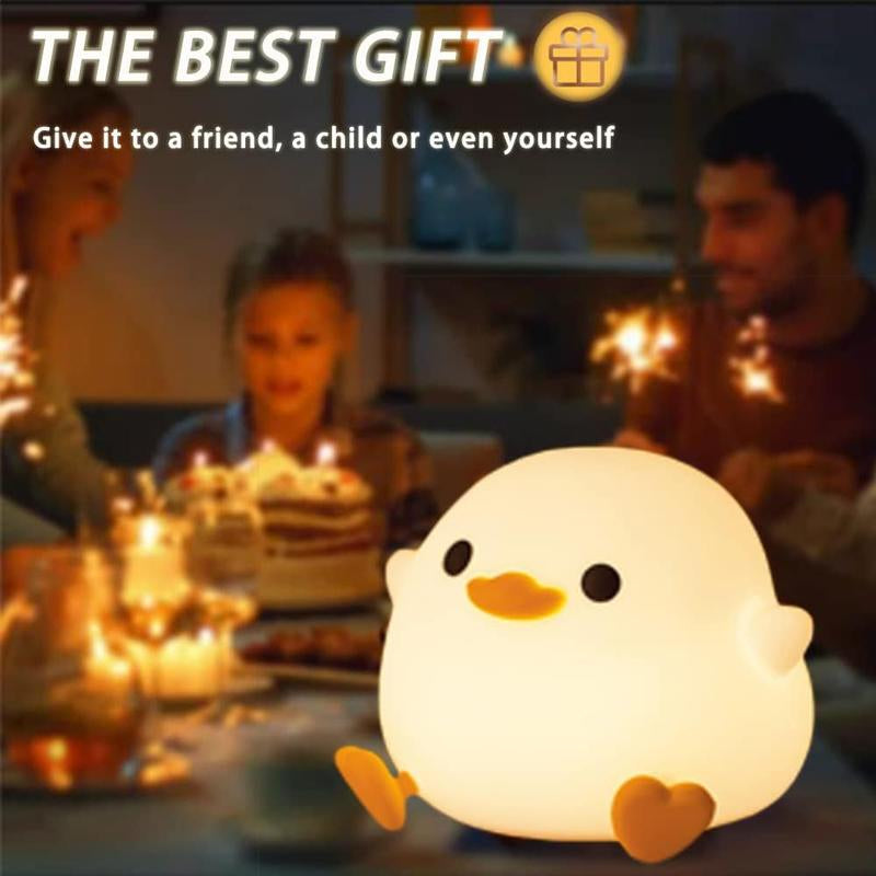 Cute Duck Design Night Light, Rechargeable Silicone Dimmable Night Light, Touch Control Night Lamp for Bedroom, Living Room