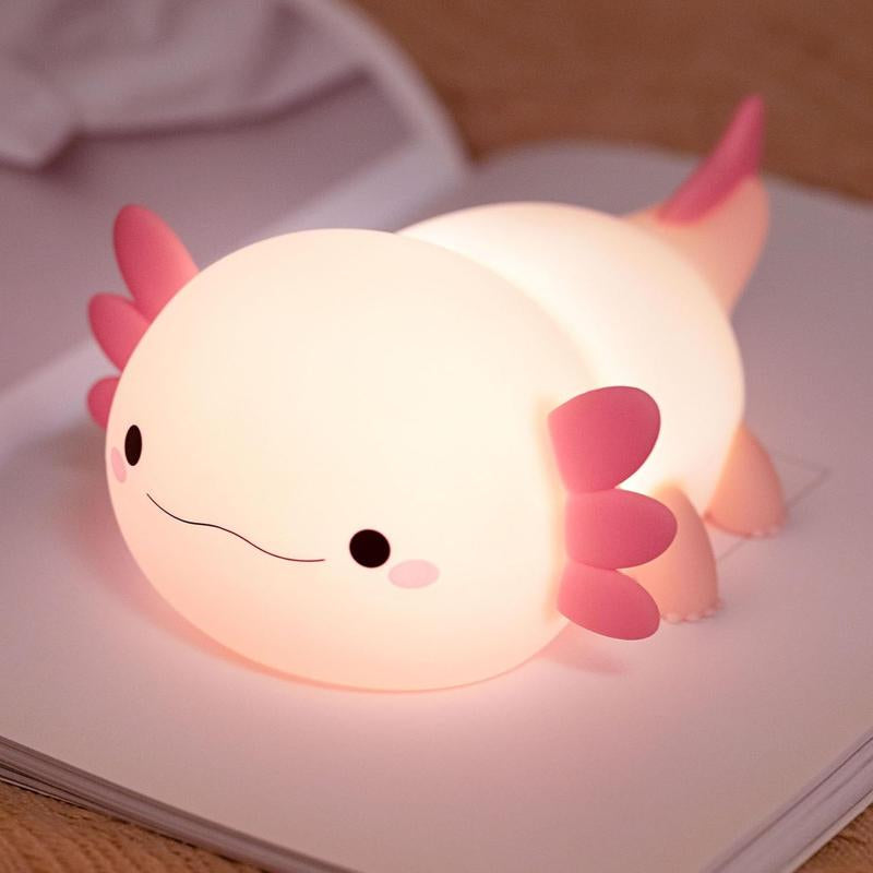 FAMIDUO Axolotl Night Light for Kids ,Cute Axolotl Night Light,Dimmable Silicone Animal Nursery Night Light,Adorable Rechargeable Squishy Novelty Bedside Touch Lamp,Baby Room Decor, Axolotl Gifts for Kids/Girls/Boys/Baby/Toddler/Mother