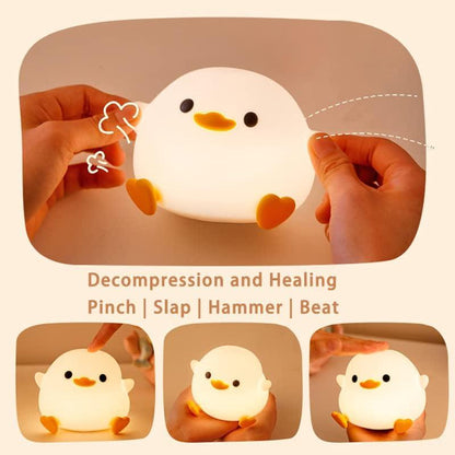 Cute Duck Design Night Light, Rechargeable Silicone Dimmable Night Light, Touch Control Night Lamp for Bedroom, Living Room