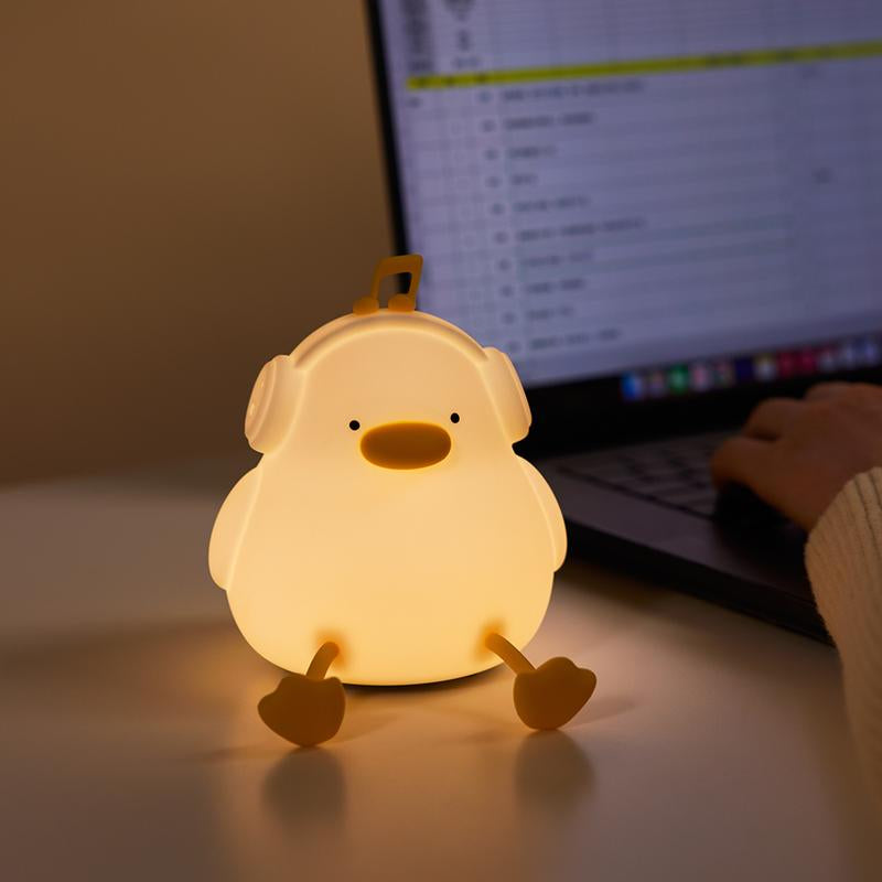DREAMING MY DREAM Cute Duck Night Light,Led Squishy Novelty Duck Lamp,3 Level Dimmable Soft Silicone Nursery Nightlight,Night Light for Toddler Baby Kids Decor,Cool Gifts for Duck (Cute Duck) Bedside Cordless Table