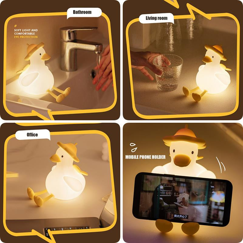 Flower Duck Night Light for Kids, Silicone Nursery Night Lights, Rechargeable Cute Lamp, Timer Baby Touch Light for Boy Girl Women Bedrooms
