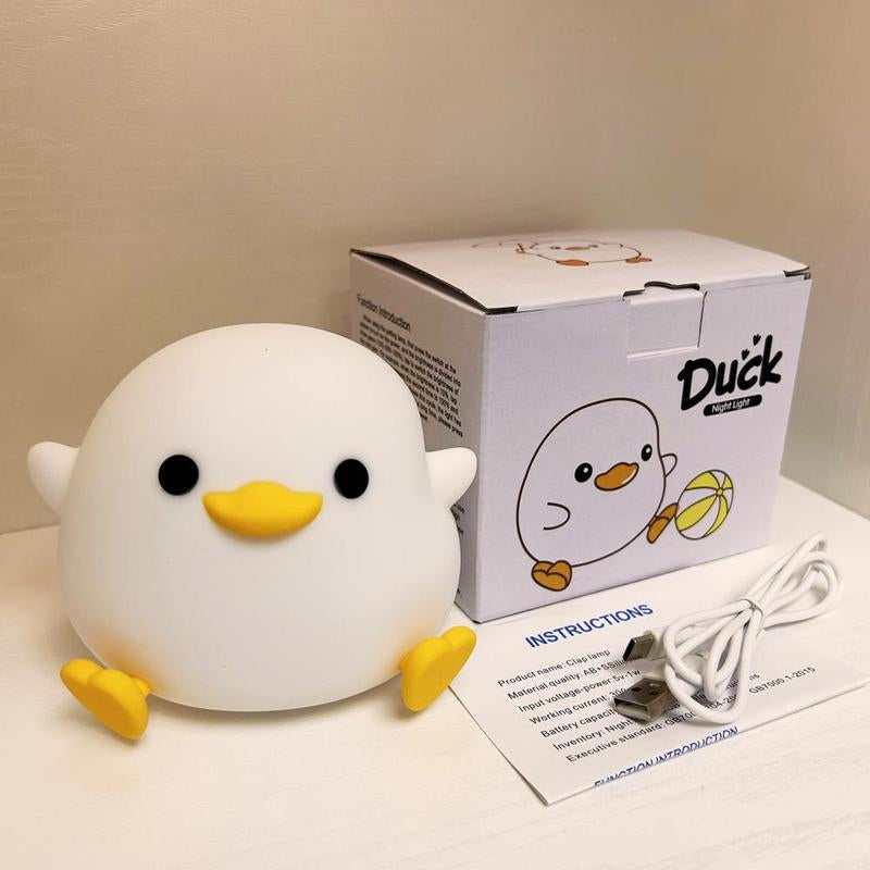 Cute Duck Design Night Light, Rechargeable Silicone Dimmable Night Light, Touch Control Night Lamp for Bedroom, Living Room