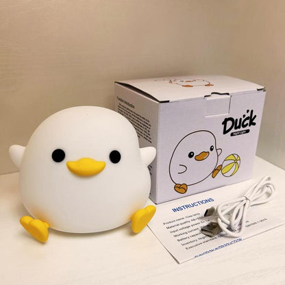 Cute Duck Design Night Light, Rechargeable Silicone Dimmable Night Light, Touch Control Night Lamp for Bedroom, Living Room