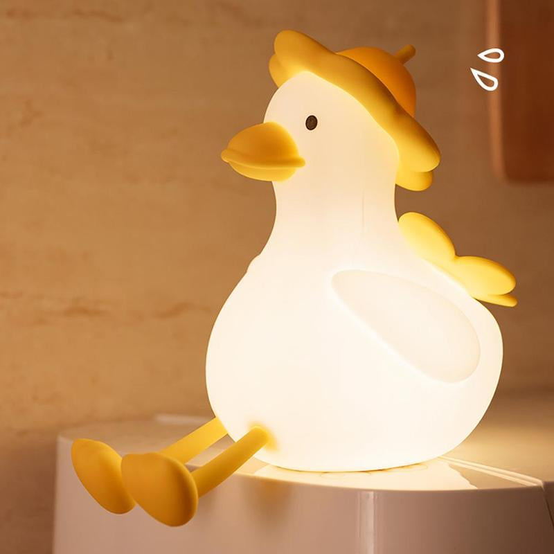Flower Duck Night Light for Kids, Silicone Nursery Night Lights, Rechargeable Cute Lamp, Timer Baby Touch Light for Boy Girl Women Bedrooms
