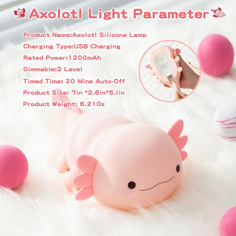 FAMIDUO Axolotl Night Light for Kids ,Cute Axolotl Night Light,Dimmable Silicone Animal Nursery Night Light,Adorable Rechargeable Squishy Novelty Bedside Touch Lamp,Baby Room Decor, Axolotl Gifts for Kids/Girls/Boys/Baby/Toddler/Mother