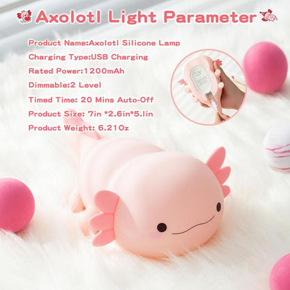 FAMIDUO Axolotl Night Light for Kids ,Cute Axolotl Night Light,Dimmable Silicone Animal Nursery Night Light,Adorable Rechargeable Squishy Novelty Bedside Touch Lamp,Baby Room Decor, Axolotl Gifts for Kids/Girls/Boys/Baby/Toddler/Mother