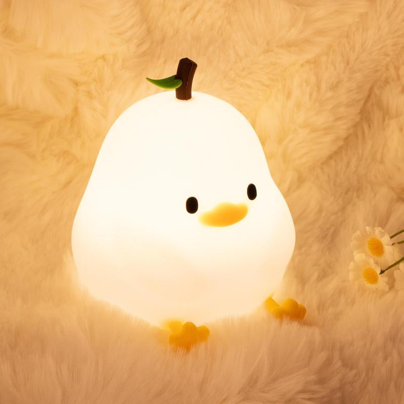 Cute Duck Night Light, USB Rechargeable Desktop Lights, Creative Atmosphere Light for Bedroom Decor, Silicone LED Bedside Eye Protection Lamp, Nursery Touch-Sensitive Lights