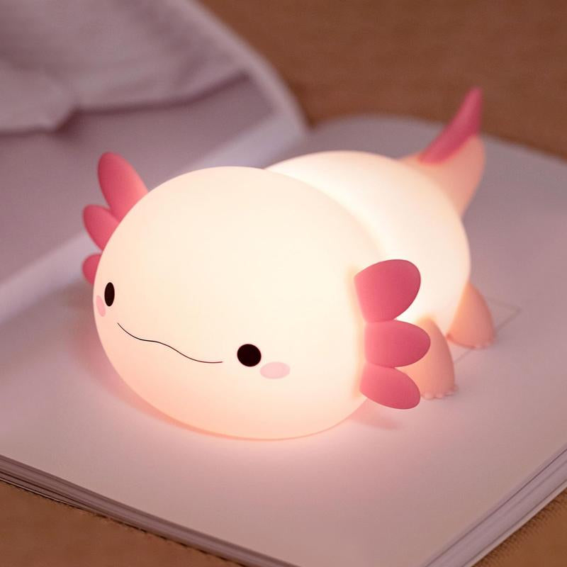 FAMIDUO Axolotl Night Light for Kids ,Cute Axolotl Night Light,Dimmable Silicone Animal Nursery Night Light,Adorable Rechargeable Squishy Novelty Bedside Touch Lamp,Baby Room Decor, Axolotl Gifts for Kids/Girls/Boys/Baby/Toddler/Mother