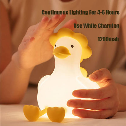 Flower Duck Night Light for Kids, Silicone Nursery Night Lights, Rechargeable Cute Lamp, Timer Baby Touch Light for Boy Girl Women Bedrooms