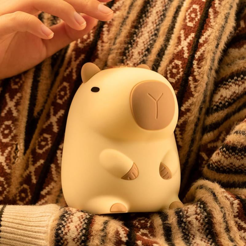 UNEEDE Capybara Night Light, Cute Animal Silicone Nursery Night Light Rechargeable Table Lamp Bedside Lamp with Touch Sensor for Bedrooms, Living Room Lighting