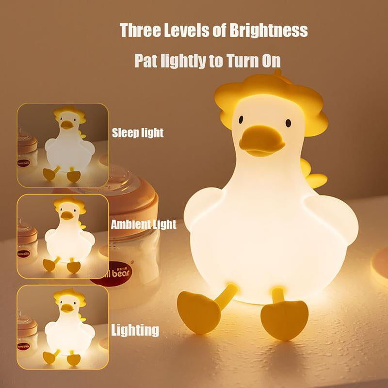 Flower Duck Night Light for Kids, Silicone Nursery Night Lights, Rechargeable Cute Lamp, Timer Baby Touch Light for Boy Girl Women Bedrooms